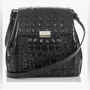 Brahmin Elegant Black patent leather Crocodile-Embossed Crossbody Bag